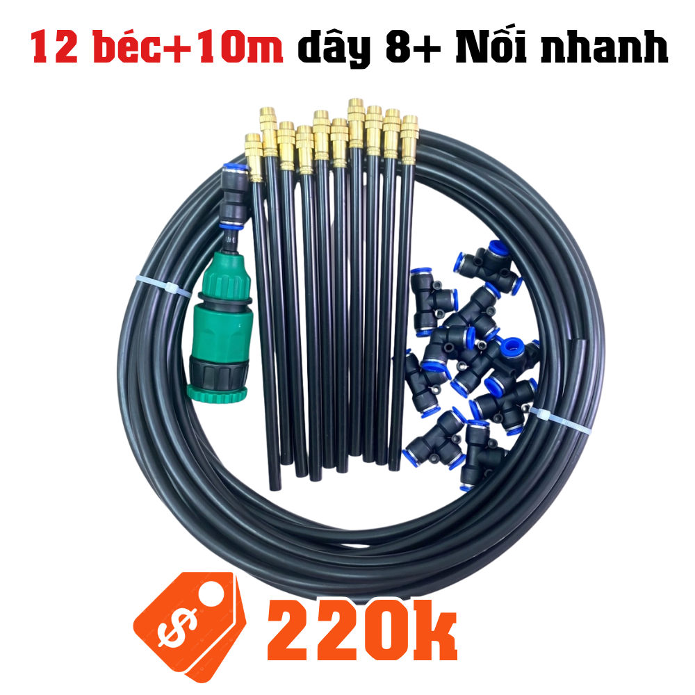 Bộ 12 béc 10m dây