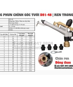 Béc súng phun mưa chỉnh góc bán kính lớn tưới cây nông nghiệp